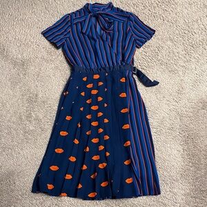 New York & Company Striped and Patterned Midi Dress
